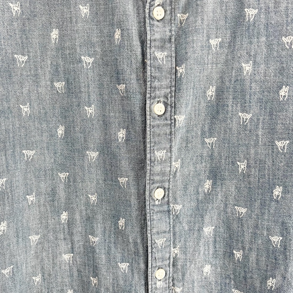 Bonobos Slim Fit Sign Language Short Sleeve Button Up Top in Blue - Picture 6 of 7